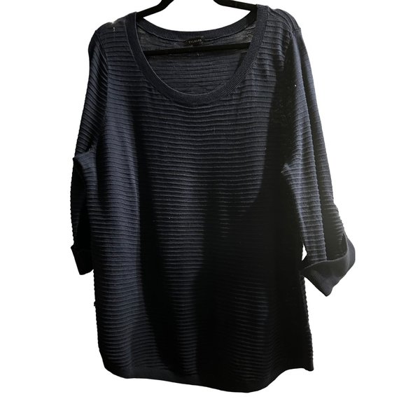 Talbots size XL navy textured lightweight 3/4 sleeve tunic sweater - Picture 1 of 6